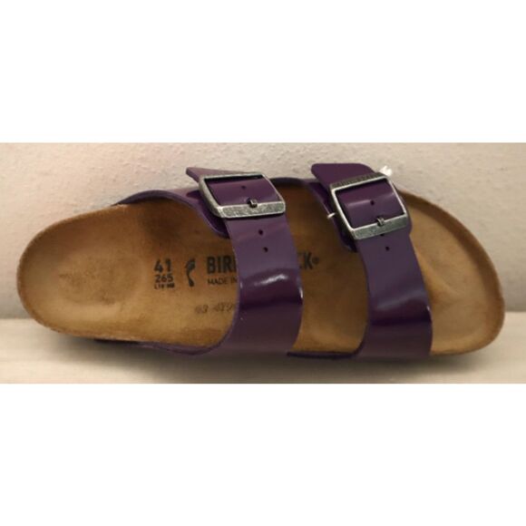 Birkenstock Women's Sz 10 Acai Purple Patent Leather Arizona Birko-Flor Sandals - Picture 7 of 14